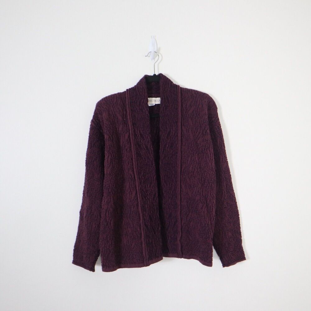 Chris Triola Size P 100% Cotton Purple Knit Sweater Jacket One of A Kind